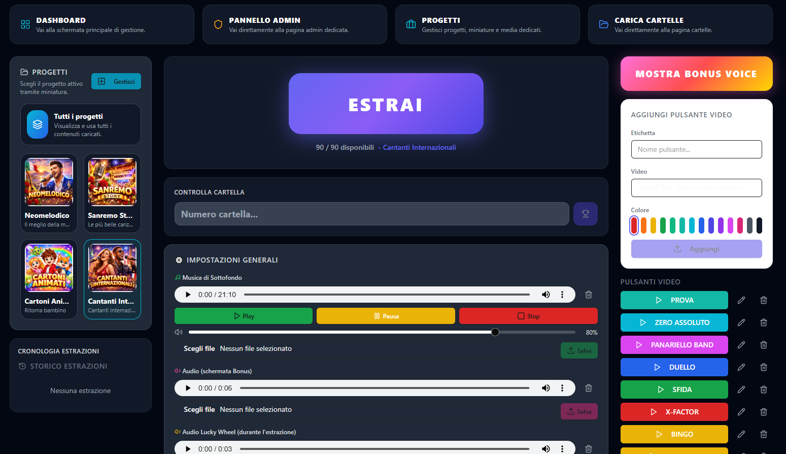 Dashboard di controllo BingoVoice